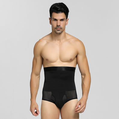 Men's Mesh Breathable Plastic Belt Anti-curling High Waist Shaping Pants